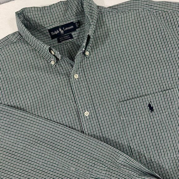 RALPH LAUREN BIG SHIRT Men's Long Sleeve Shirt‎ Size Large Plaid Button Down - Picture 1 of 6
